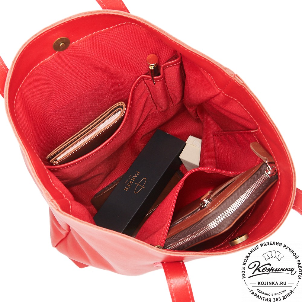 Женская кожаная сумка "Монреаль Нью" (красная гладкая кожа)